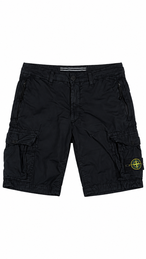 Short Cargo Stone Island Brushed Cotton Canvas - Noir - Taille W30