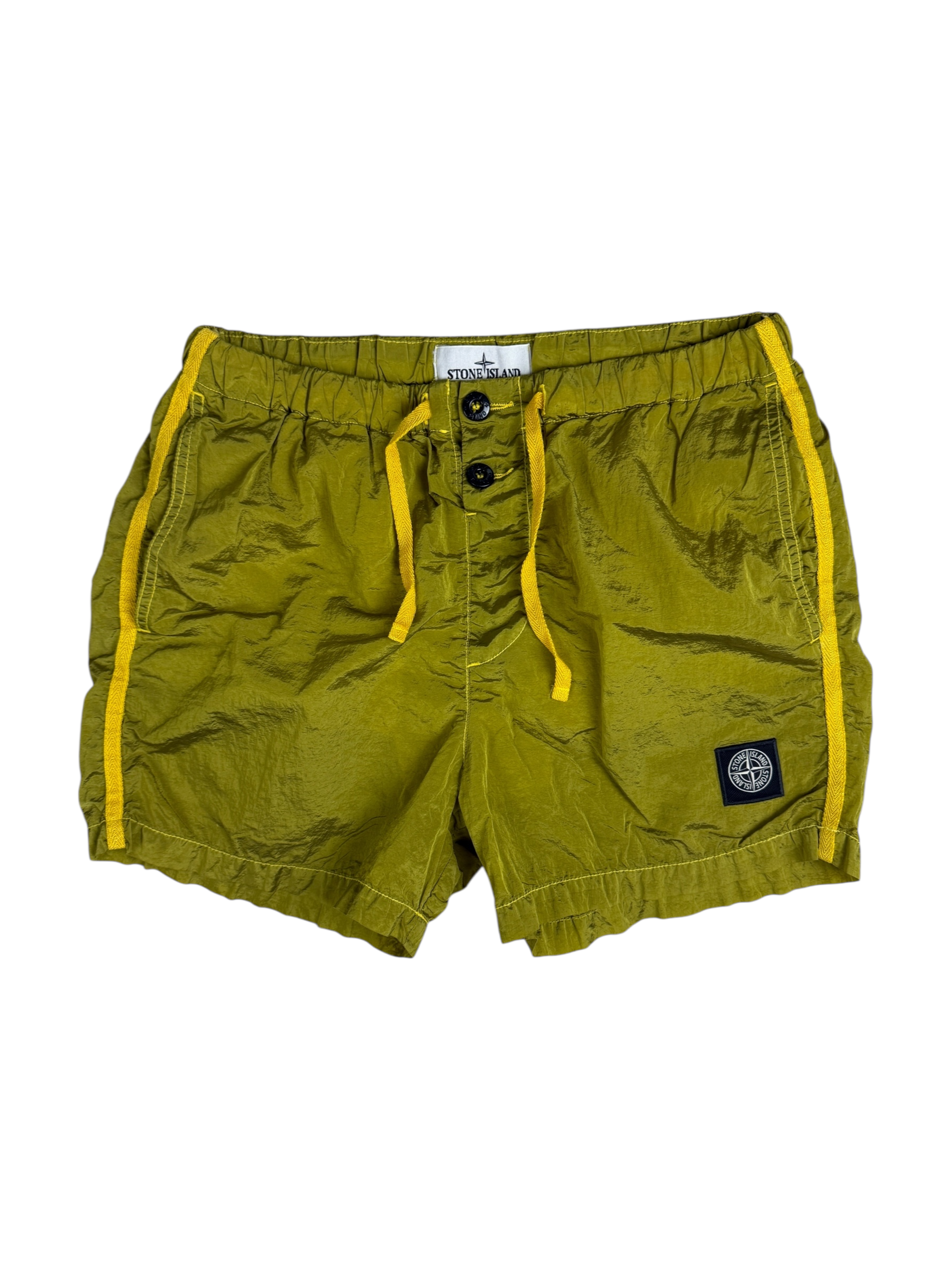 Short Stone Island jaune métallisé taille S - Vue de face
