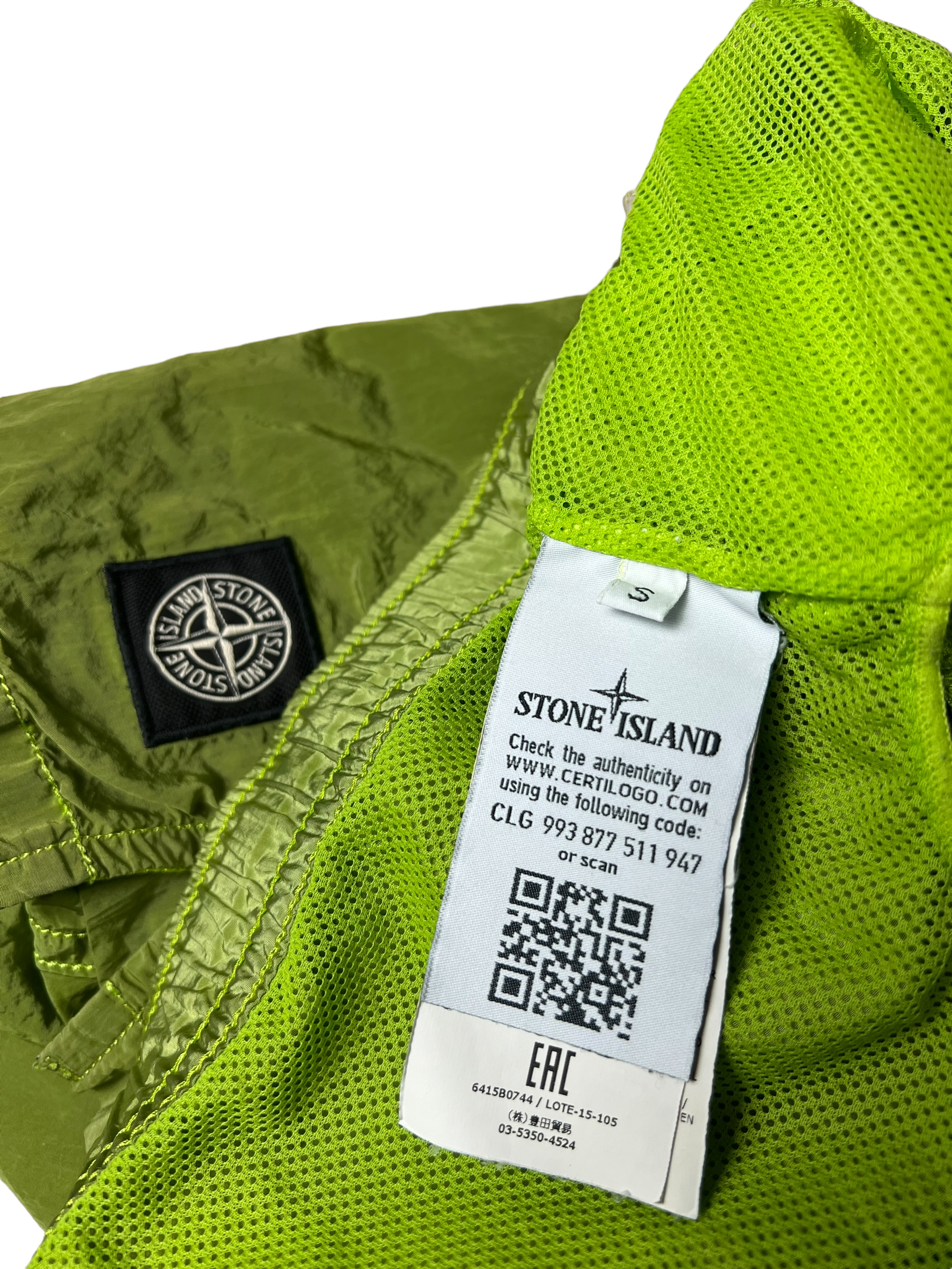 Short Stone Island vert taille S - Vue côté