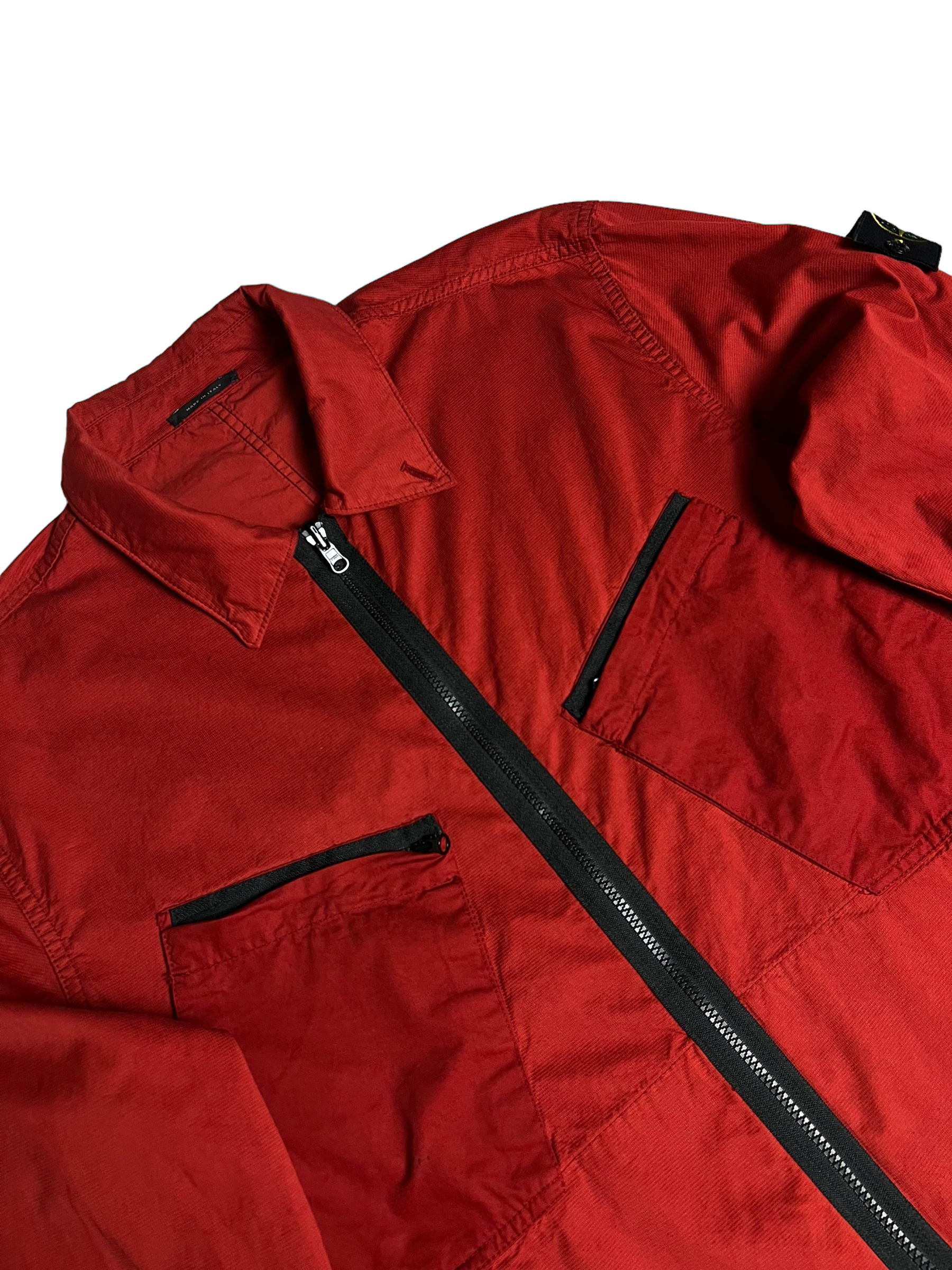 Surchemise Stone Island rouge taille XXL - Logo et étiquette