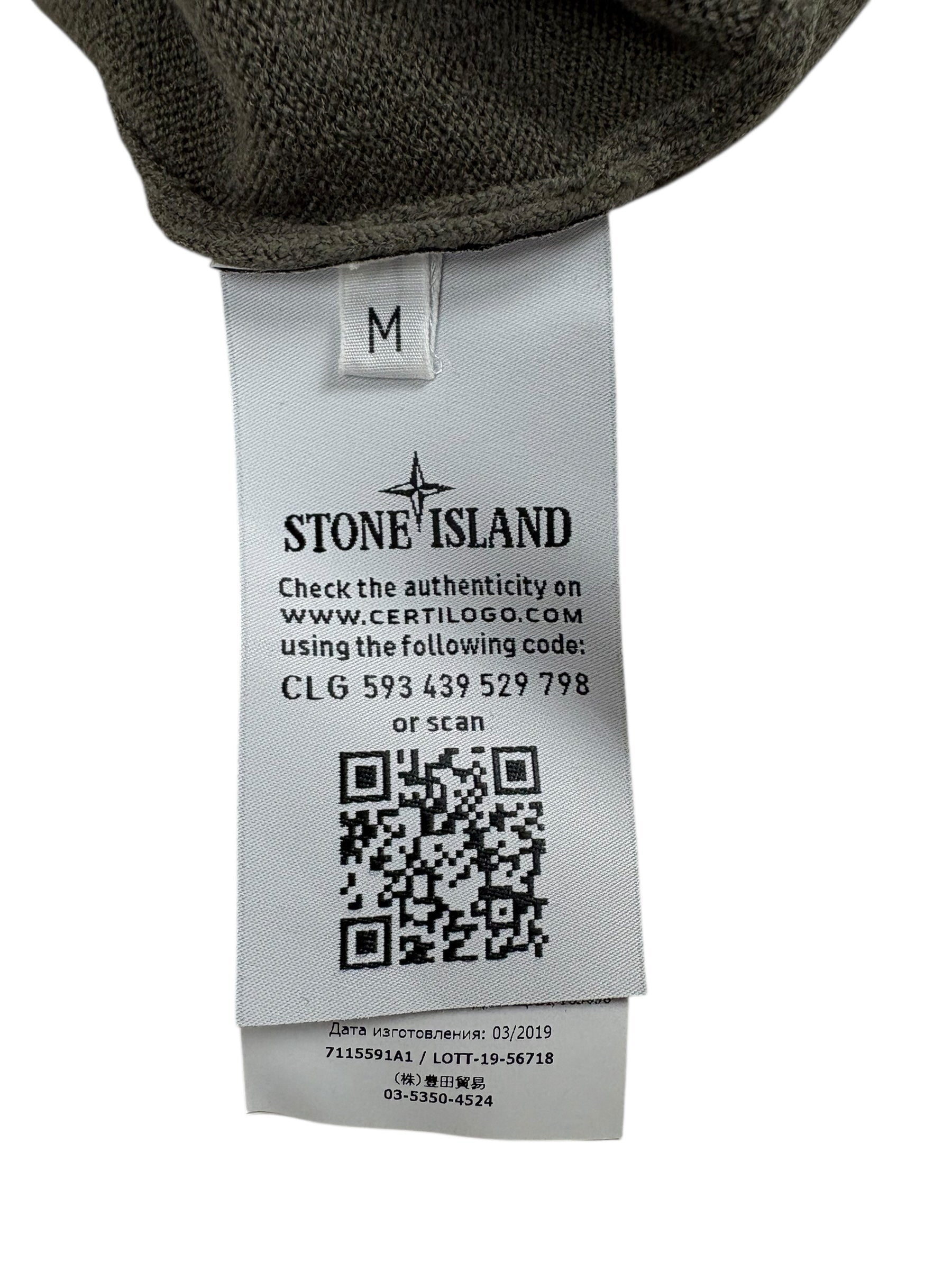 Sweat Stone Island kaki taille M - Logo et étiquette