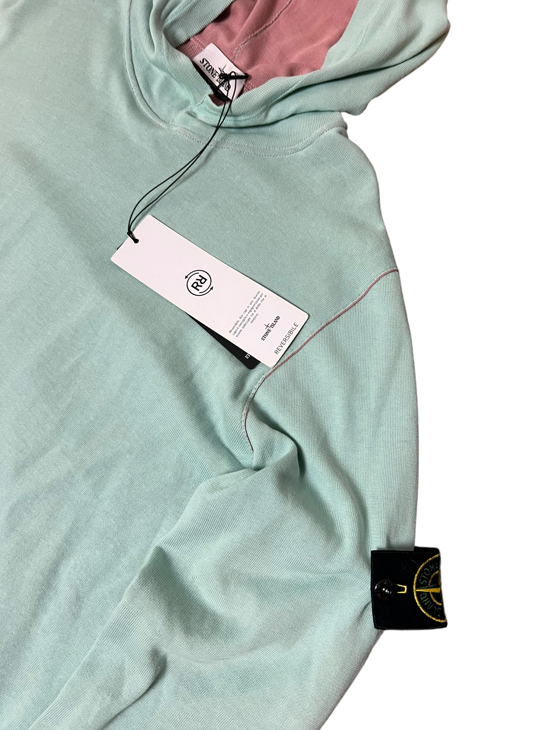 Sweat Stone Island rose-bleu taille XXL - Logo et étiquette
