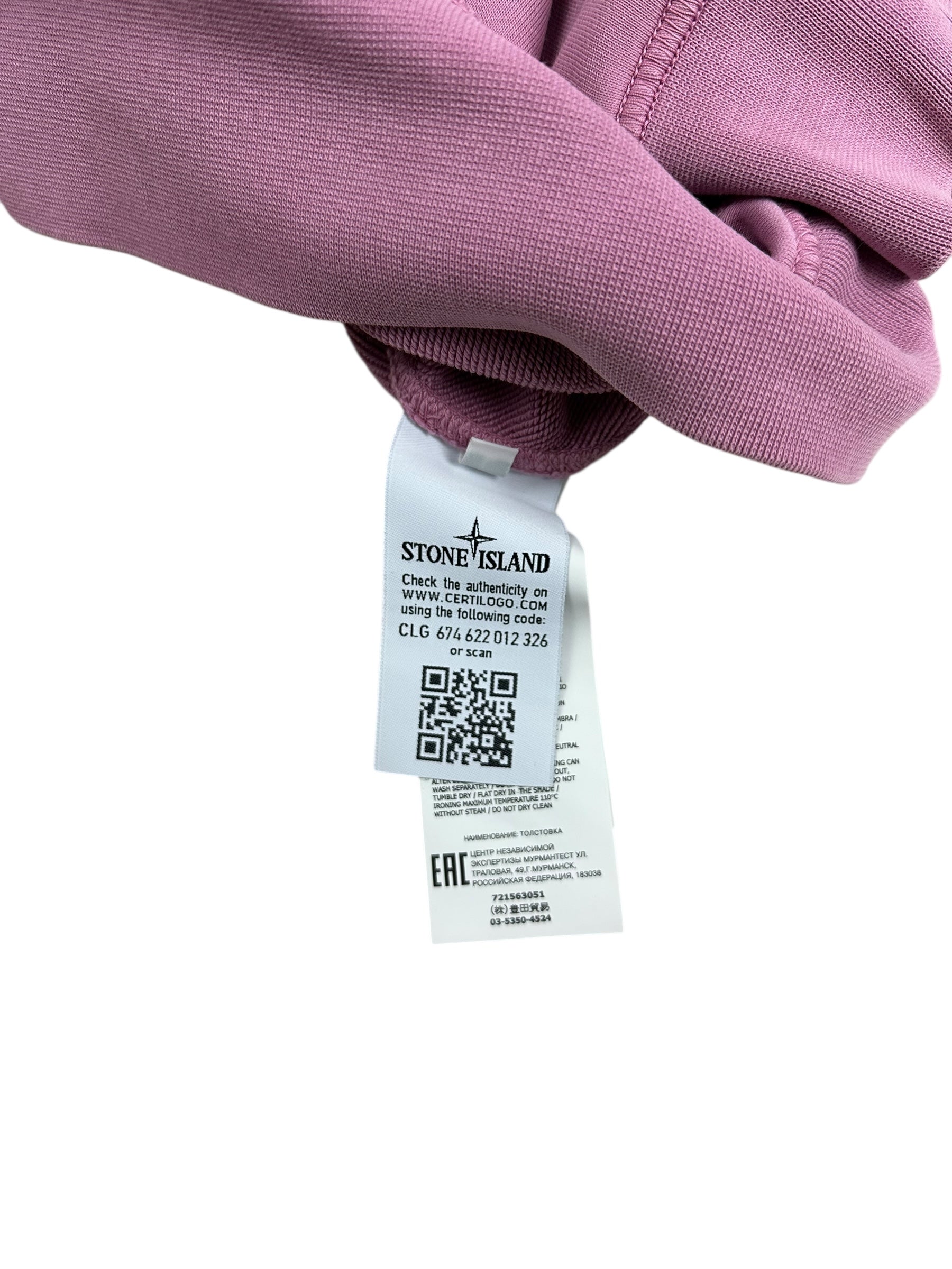 Sweat Stone Island rose taille L - Logo et étiquette