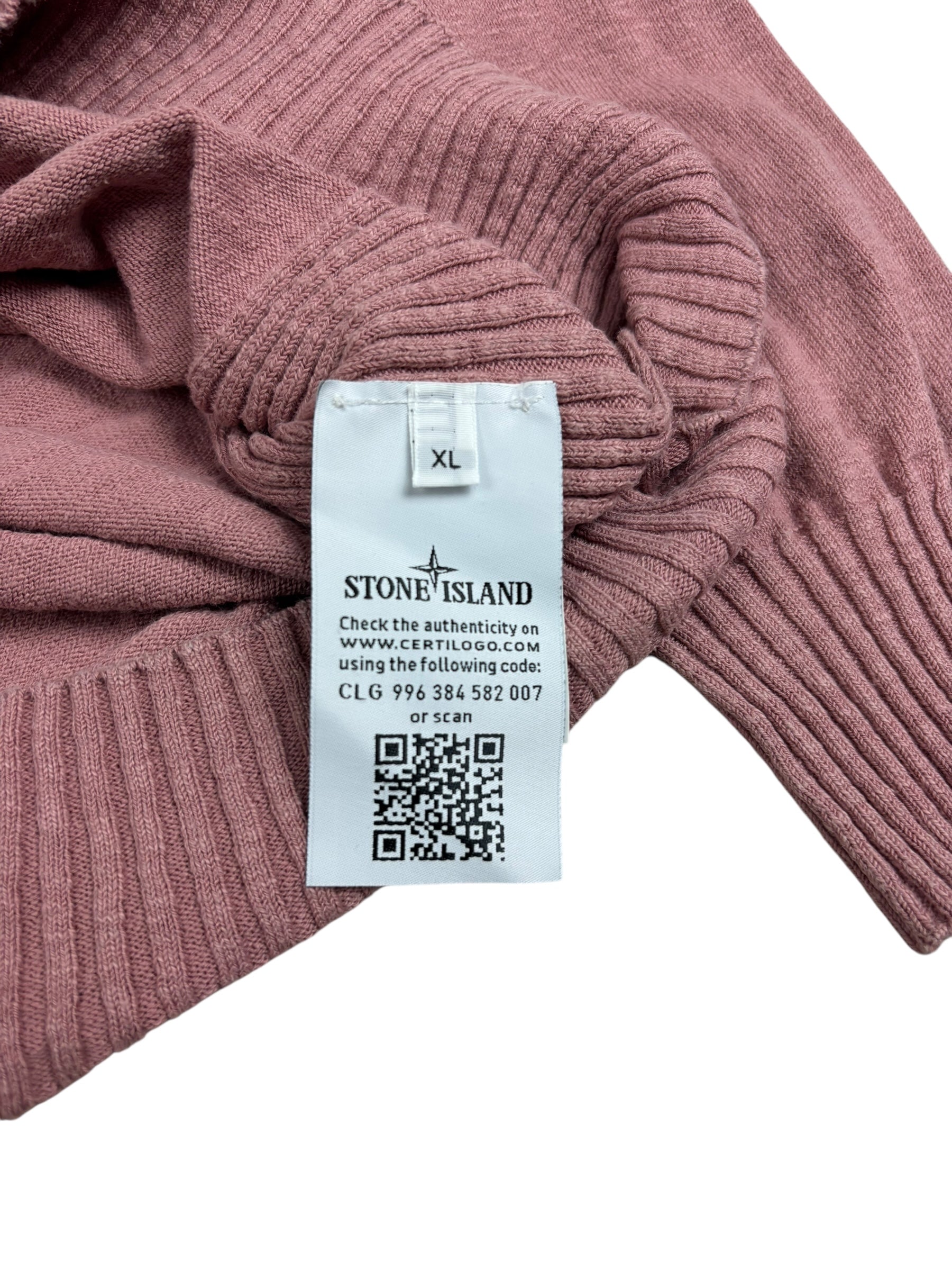 Sweat Stone Island rose taille XL - Logo et étiquette
