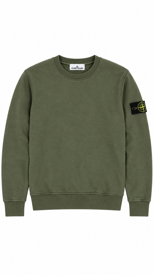 Sweat-shirt Crewneck Stone Island Cotton Fleece - Kaki - Taille S