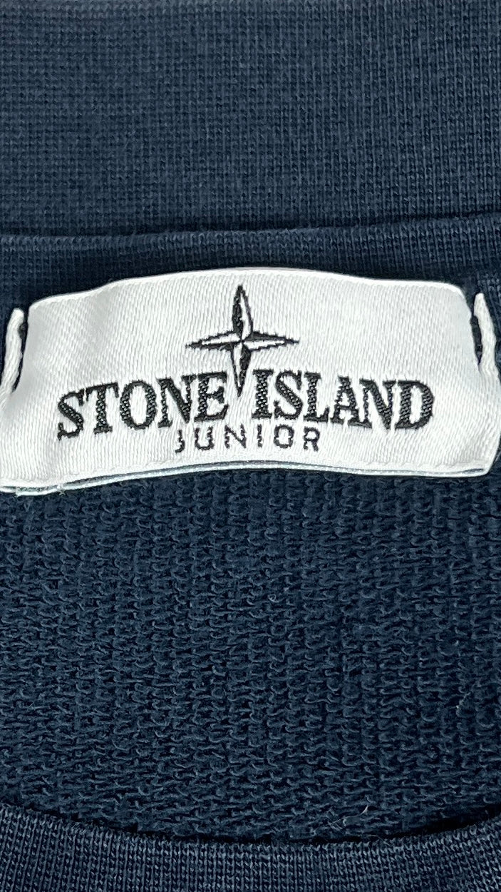 Sweat-shirt Crewneck Stone Island Junior marine taille 12 ans, détail étiquettes et finitions — vue 3