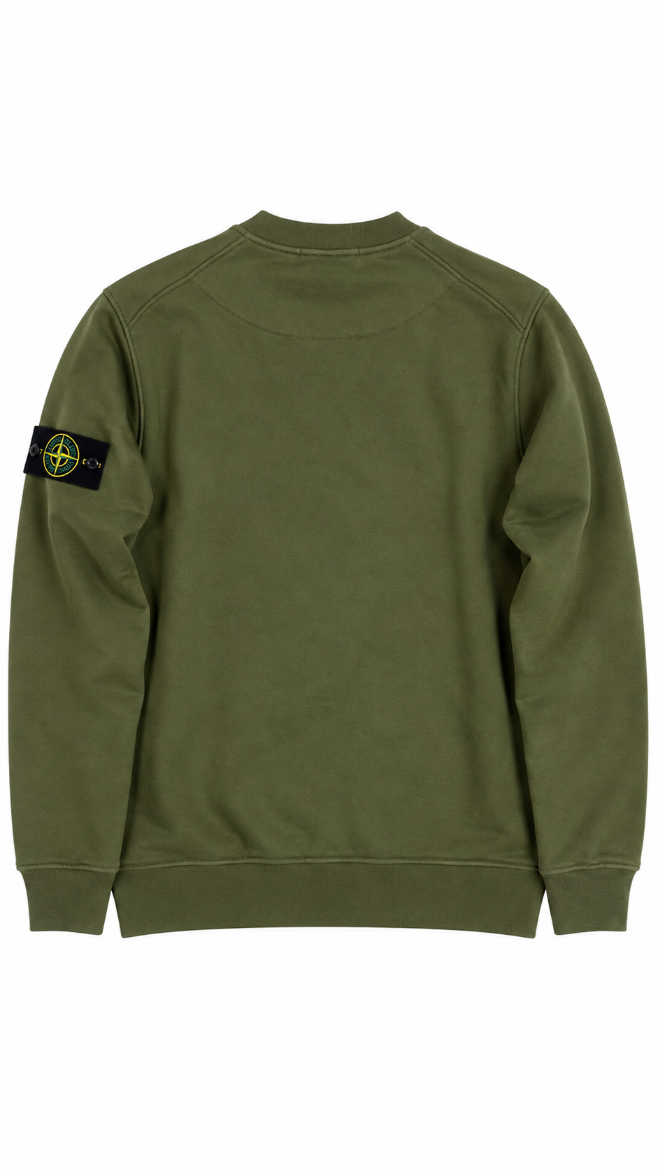 Sweat-shirt Crewneck Stone Island Organic Cotton Fleece Military Green kaki, vue de dos — vue 2