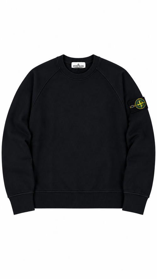 Sweat-shirt Crewneck Oversize Stone Island Organic Cotton Fleece - Noir - Neuf