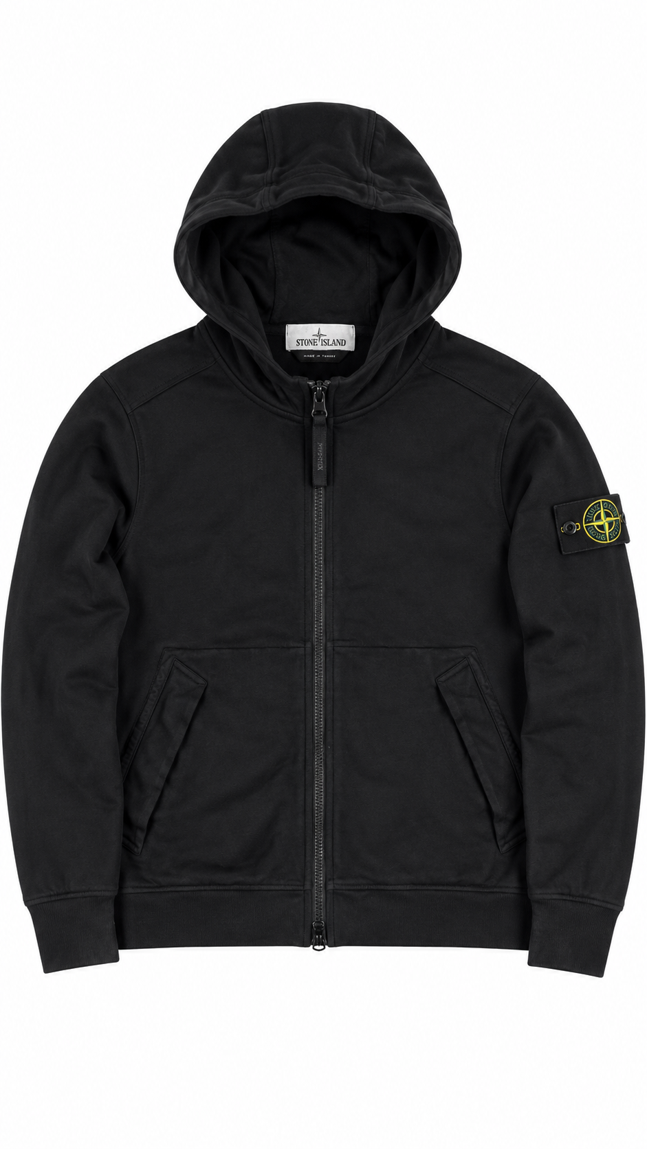 Sweat-shirt Hoodie Zippé Stone Island noir taille L, seconde main authentifiée NB08 — vue 1