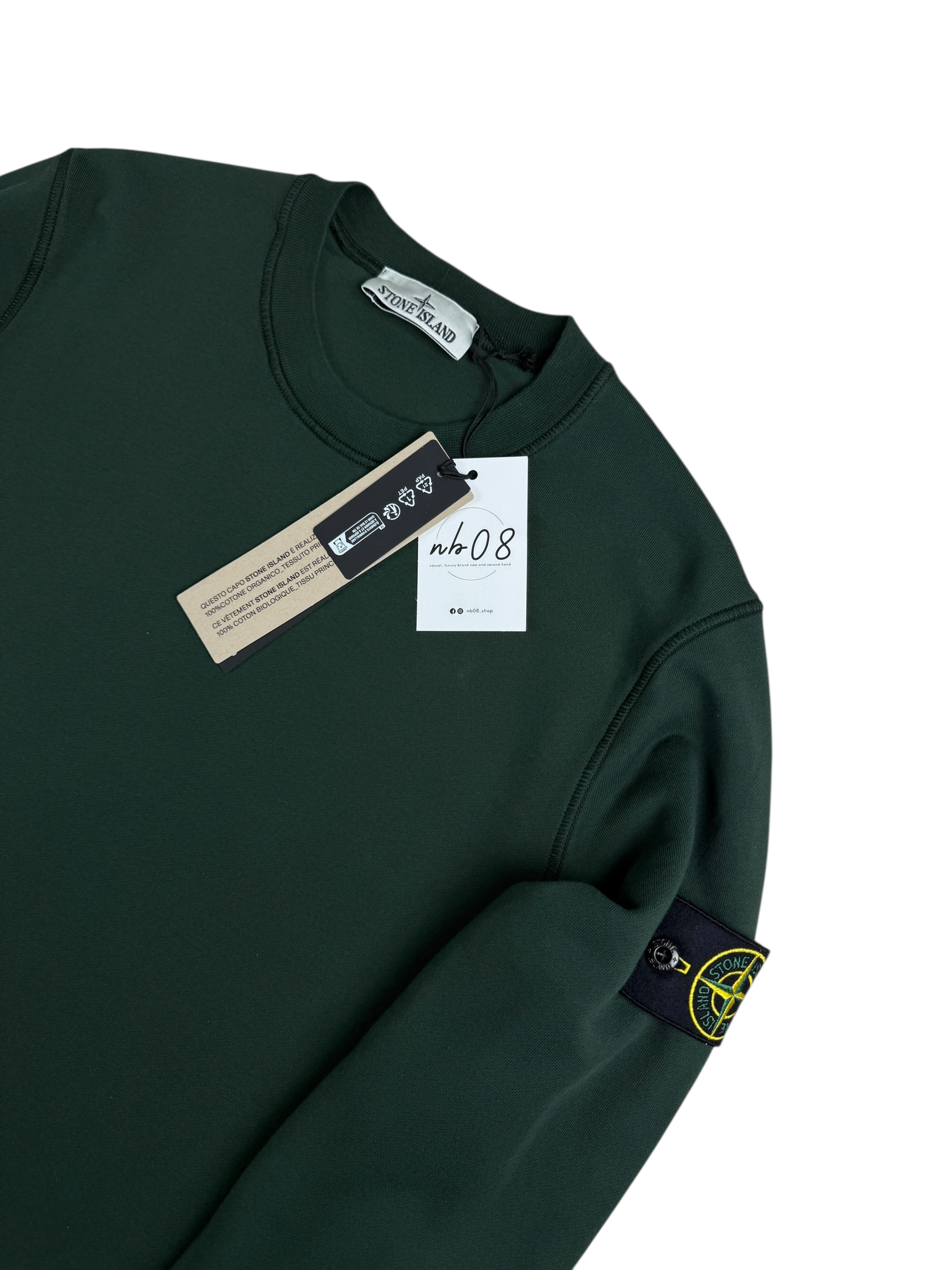 Sweat Stone Island vert pétrole taille S - Vue de dos