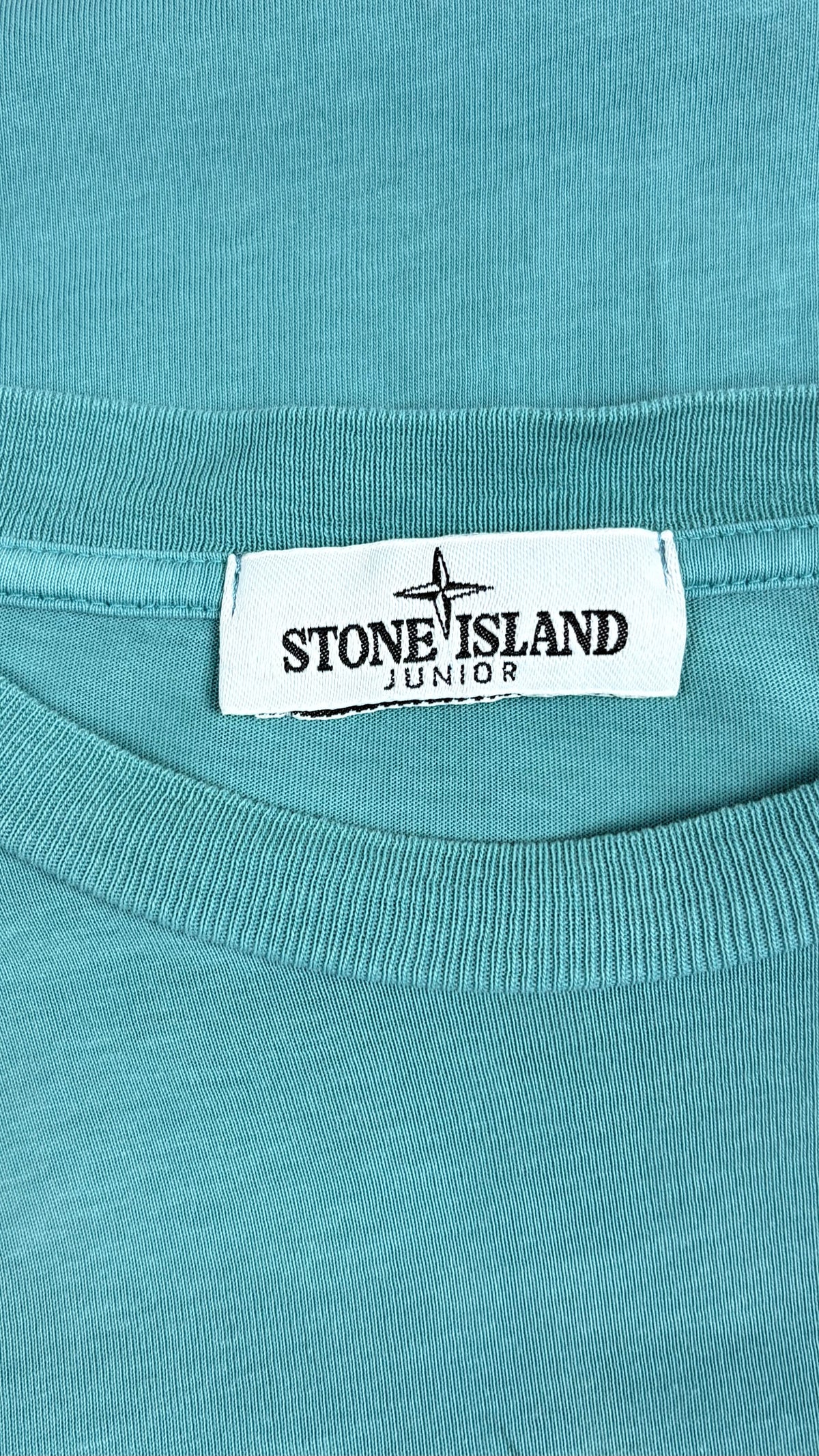 Tee-shirt Manches Longues Stone Island Junior turquoise, détail étiquettes et finitions — vue 4