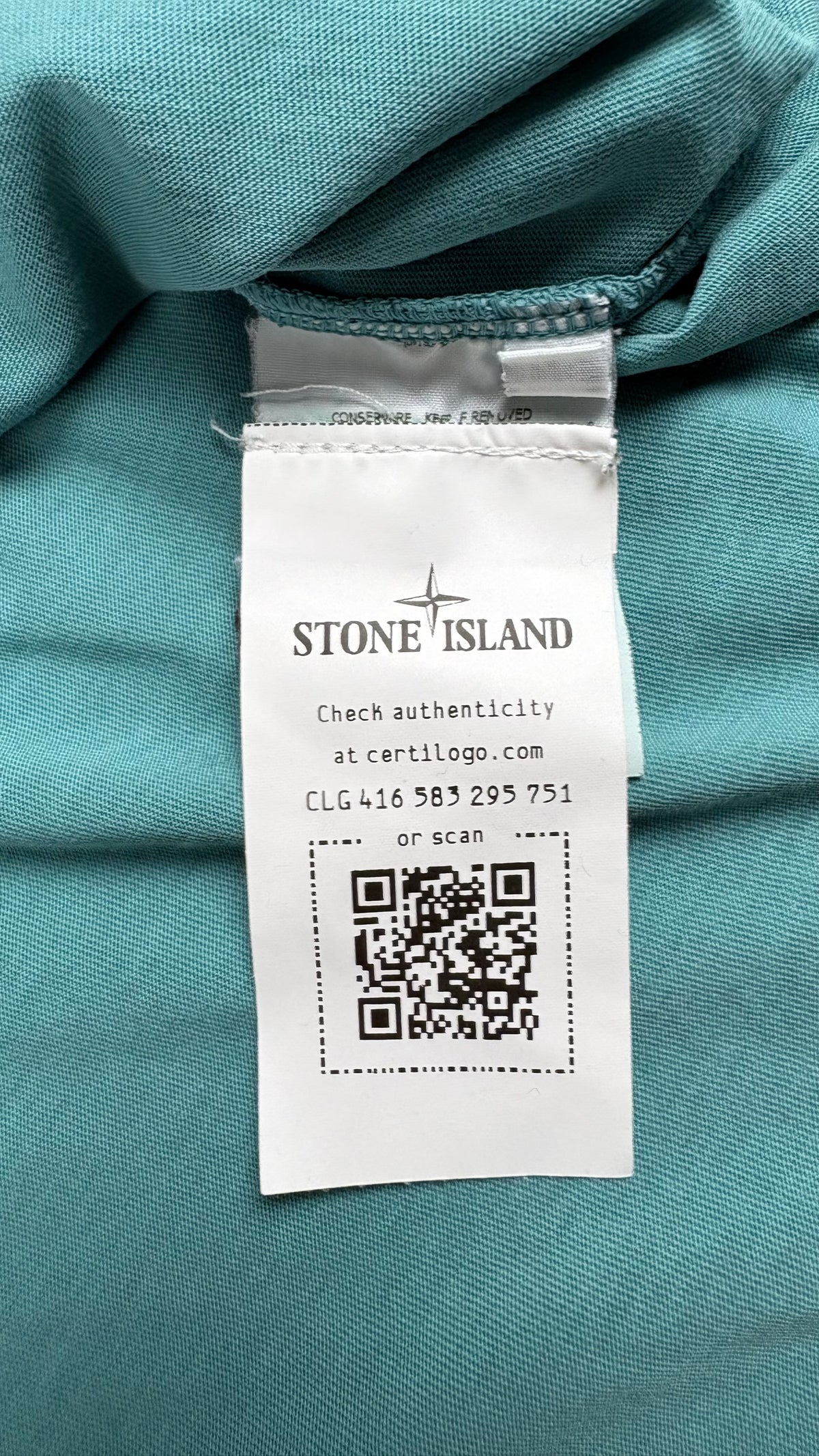 Tee-shirt Manches Longues Stone Island Junior turquoise, détail étiquettes et finitions — vue 5