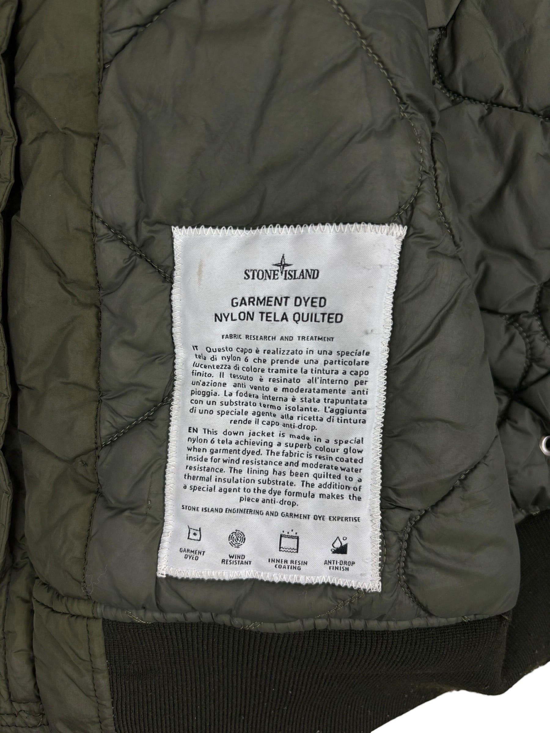 Veste Stone Island kaki taille L - Détail