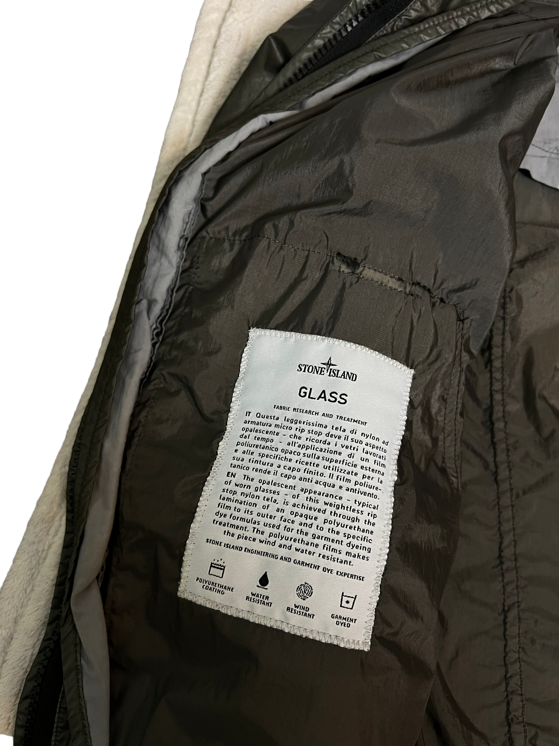 Veste Stone Island kaki taille M - Détail