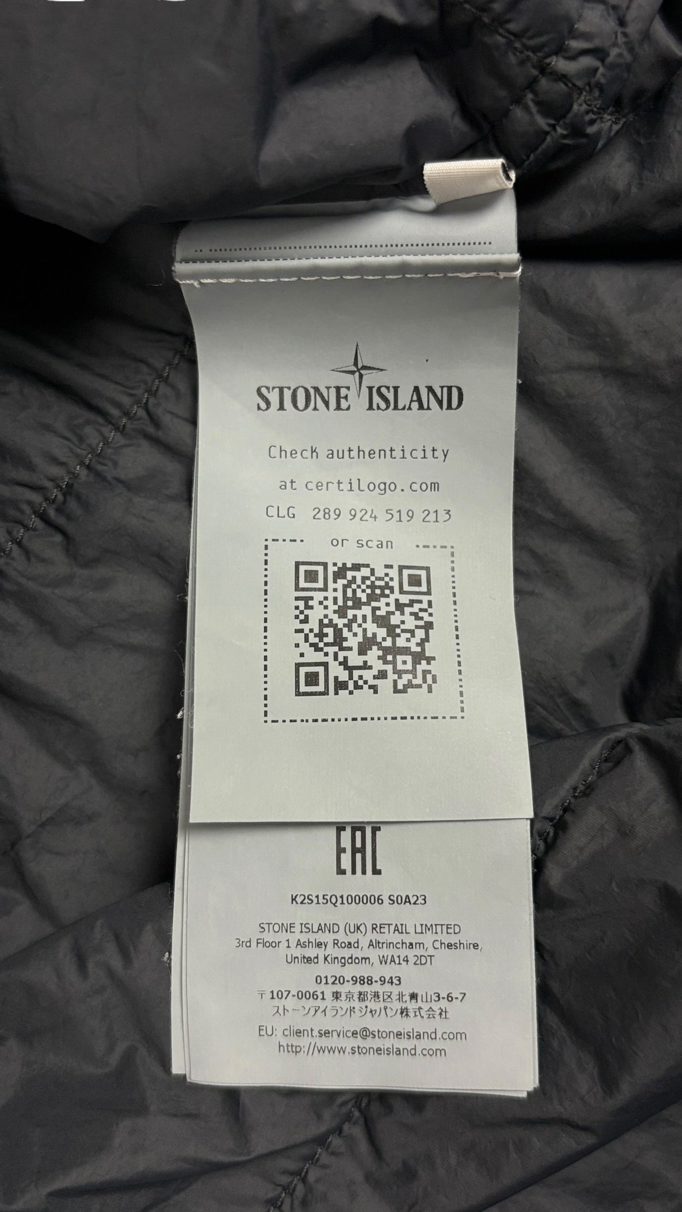 Veste Stone Island noir taille M - Logo et étiquette