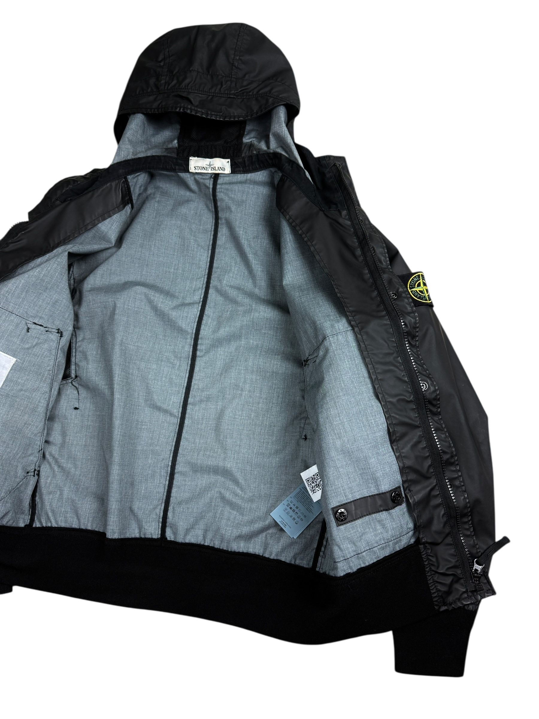 Veste Stone Island noir taille S - Logo et étiquette
