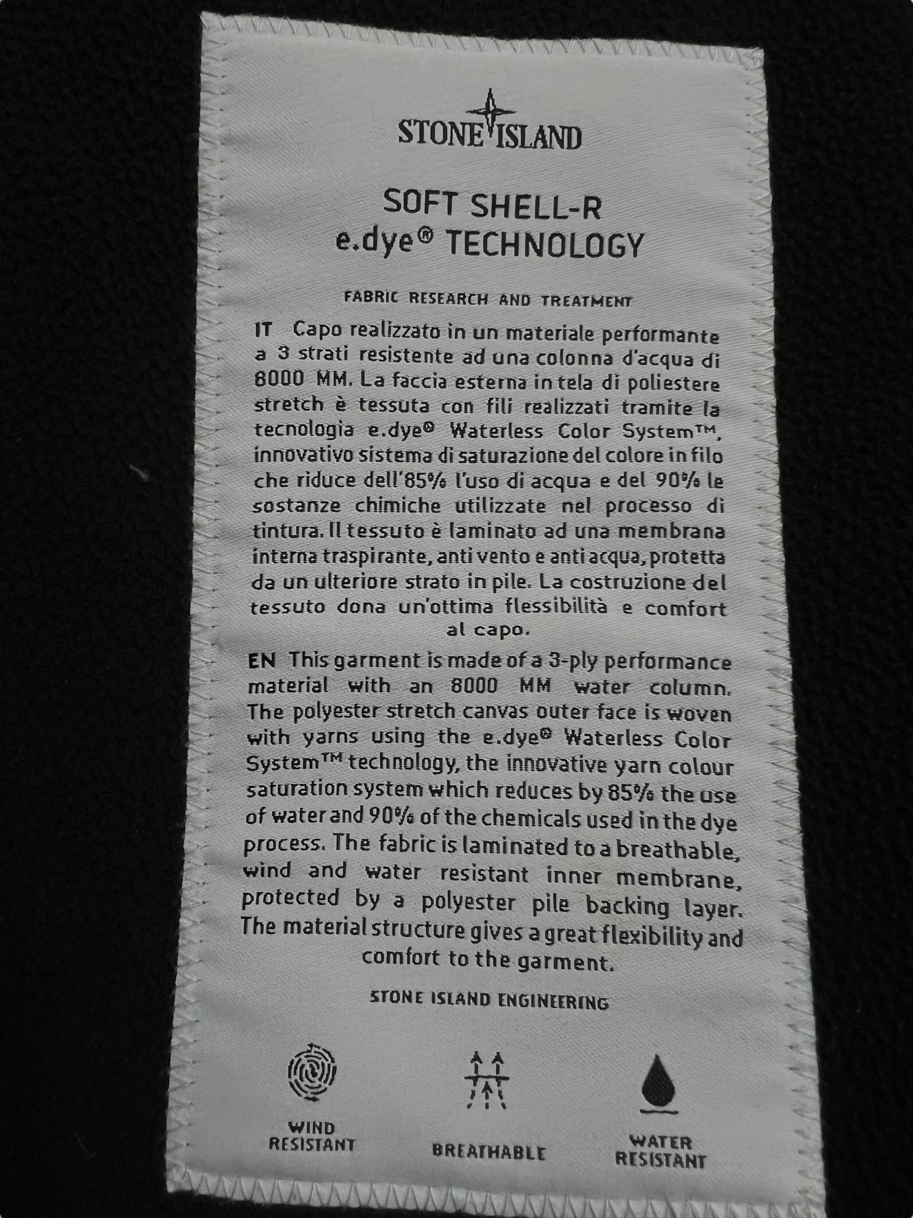 Veste Stone Island noir taille XXXL - Logo et étiquette