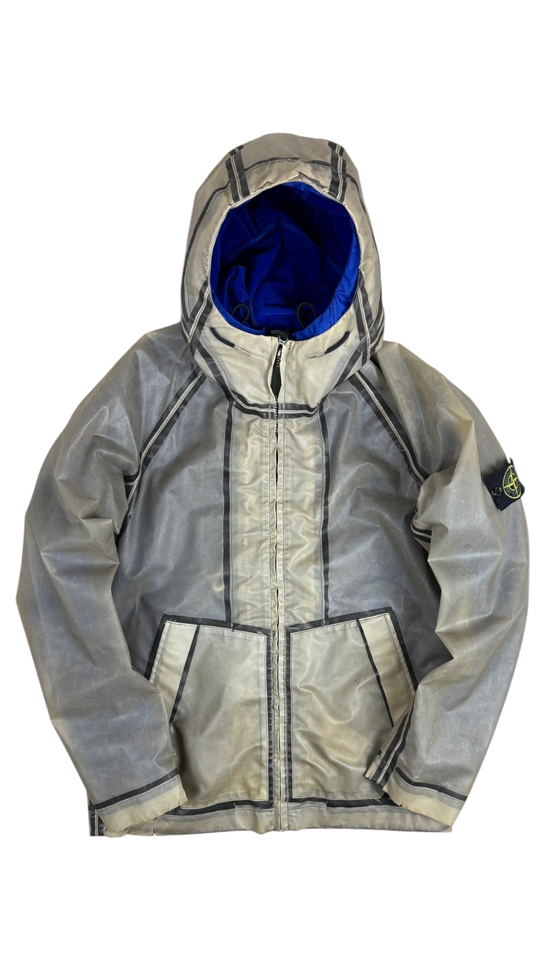 Veste Stone Island Poly Cover 4 EN 1 bleu / gris / crème taille S - Vue de dos
