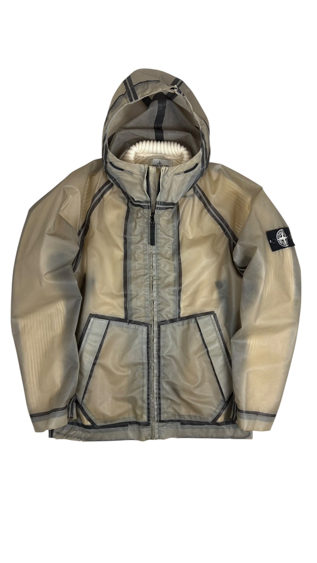 Veste Stone Island Poly Cover 4 EN 1 bleu / gris / crème taille S - Détail