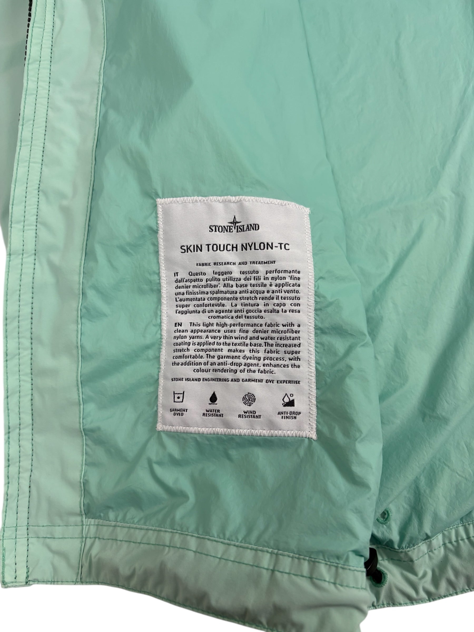 Veste Stone Island turquoise taille S - Logo et étiquette