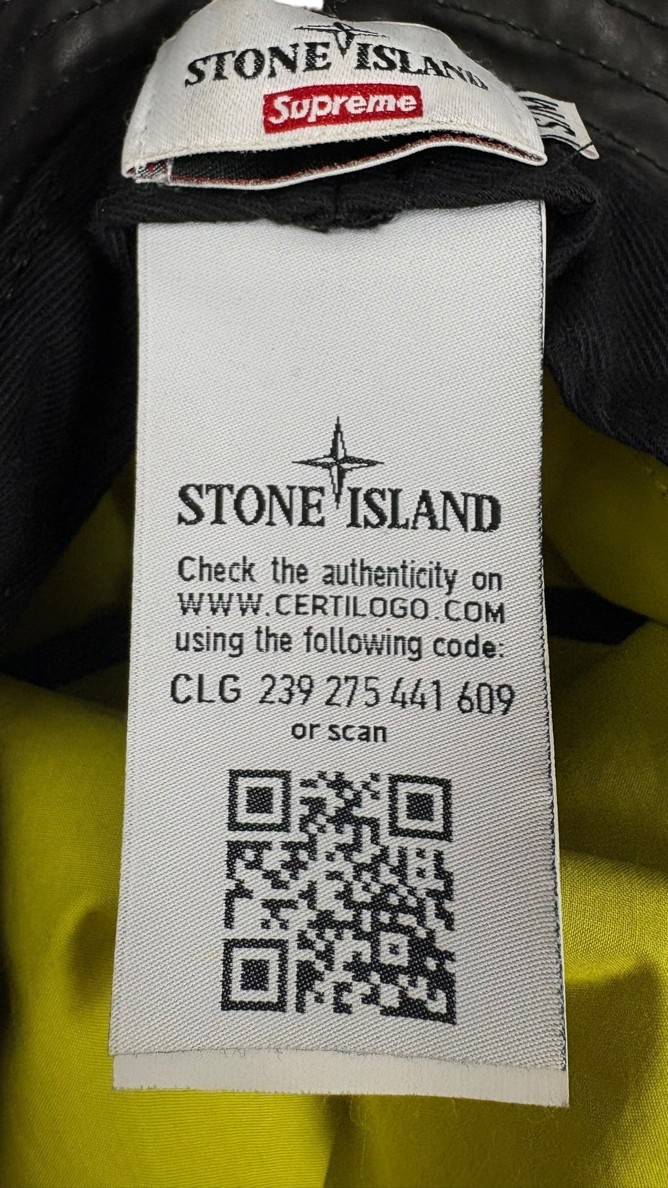 Bob Stone Island X Supreme marron / jaune taille S/M - Logo et étiquette