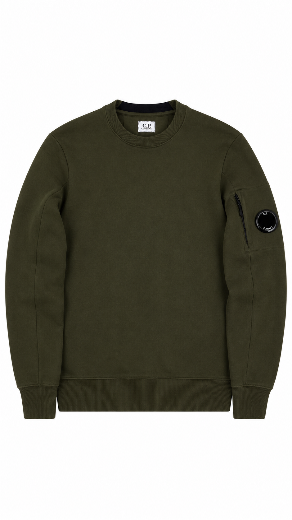 Sweat-shirt Crewneck C.P Company Lens Kaki Taille S – vue de face – NB08 Shop