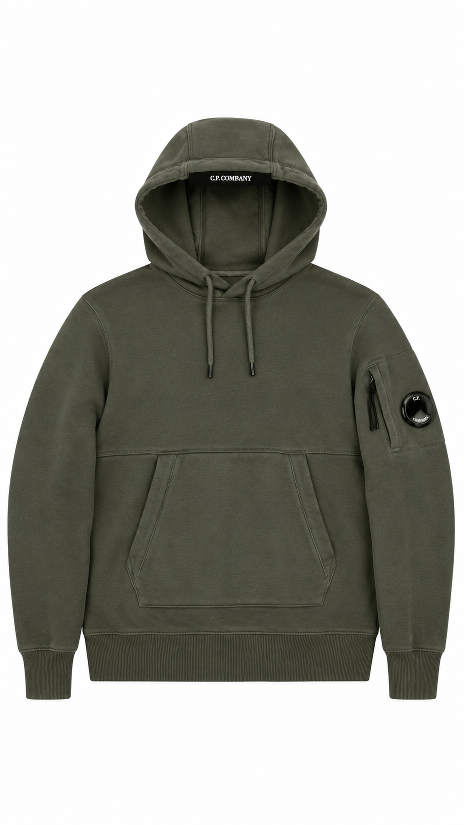 Sweat-shirt Hoodie C.P Company Lens Kaki Taille S – vue de face – NB08 Shop