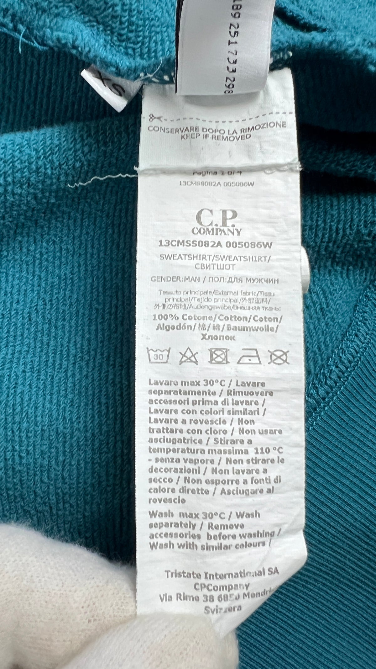 Sweat-shirt Hoodie Zippé C.P Company Goggle Diagonal Raised Fleece bleu pétrole, taille XS – photo complémentaire 3 – NB08 Shop