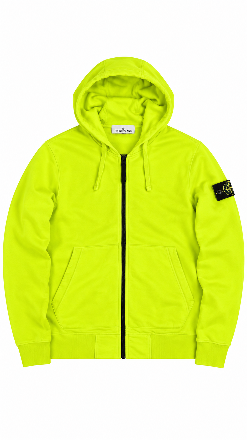 Sweat-shirt Hoodie Zippé Stone Island jaune, taille S – vue de face – NB08 Shop