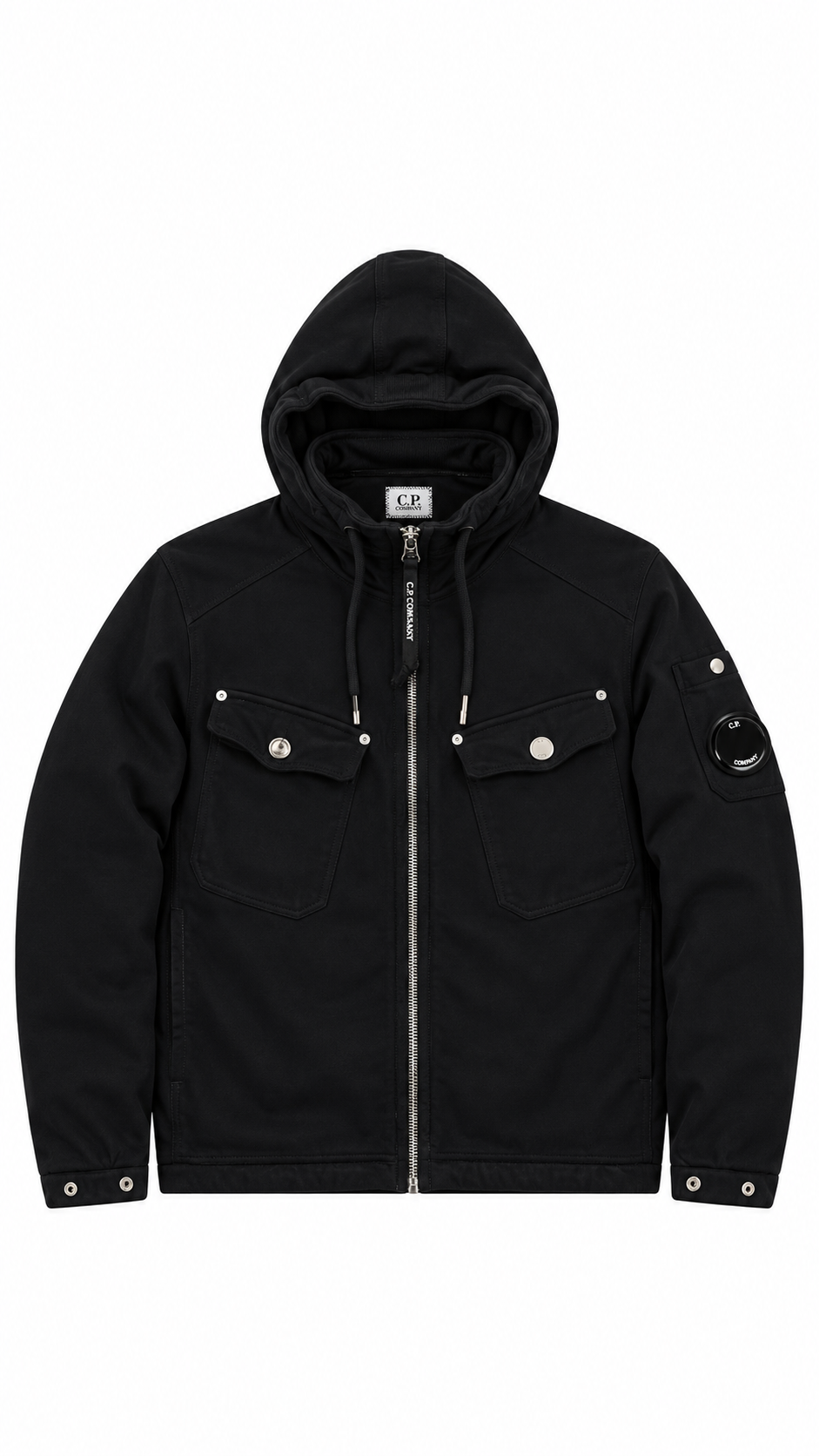 Gilet Zippé C.P Company Lens Noir Taille S – vue de face – NB08 Shop