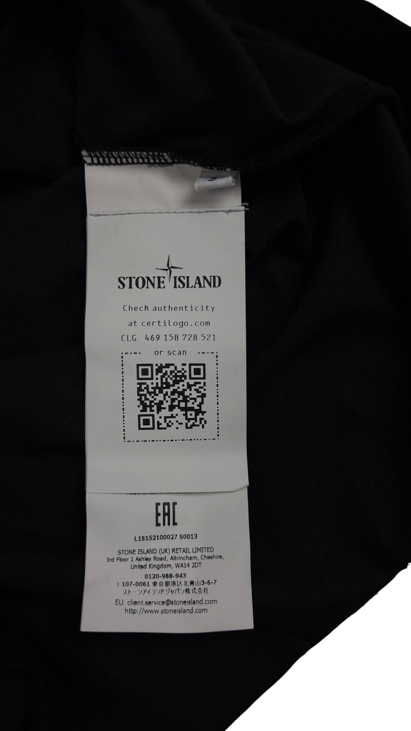 T-shirt Stone Island Compass noir collection 2026 neuf avec étiquettes - détail | Authentique NB08