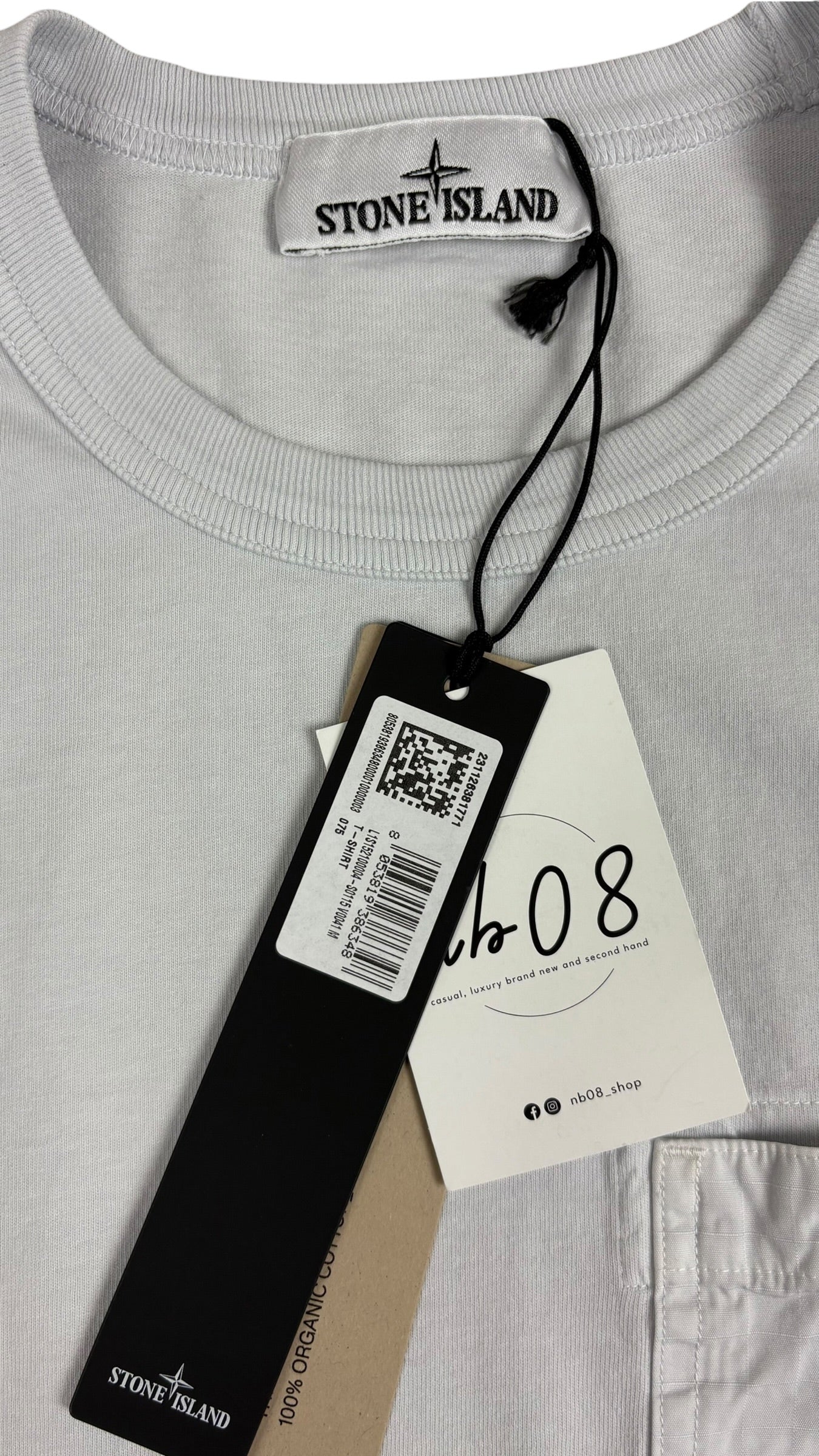Tee-shirt Stone Island bleu poche Collection 2026 - vue 3/4