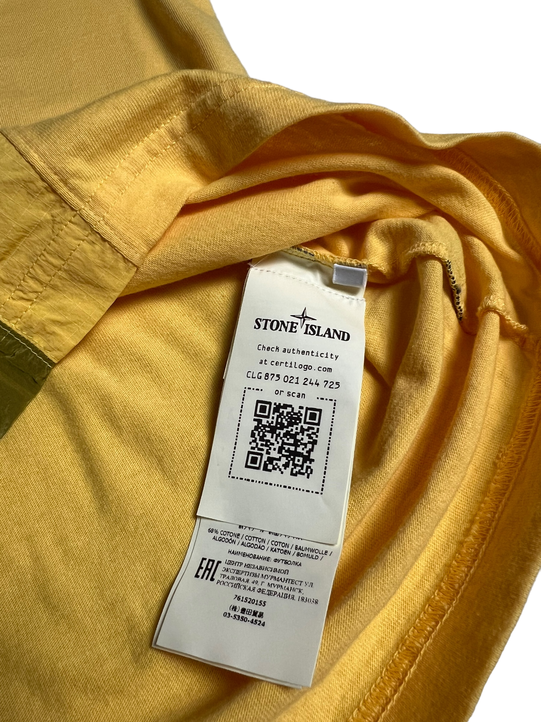 Veste Stone Island jaune taille L - Détail