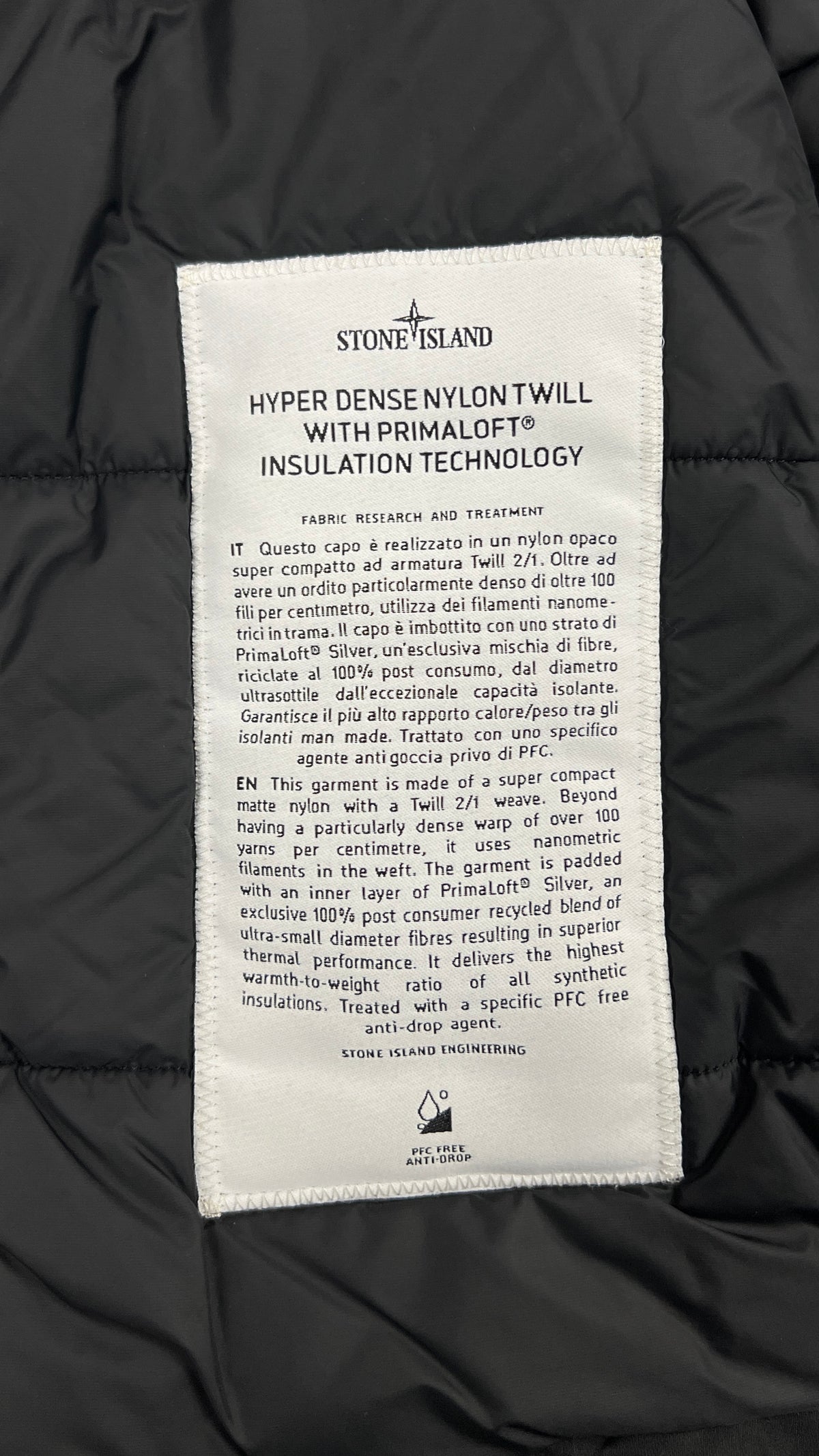 Veste à Capuche Stone Island Hyper Dense Nylon Twill PrimaLoft noir, taille S – photo complémentaire 3 – NB08 Shop