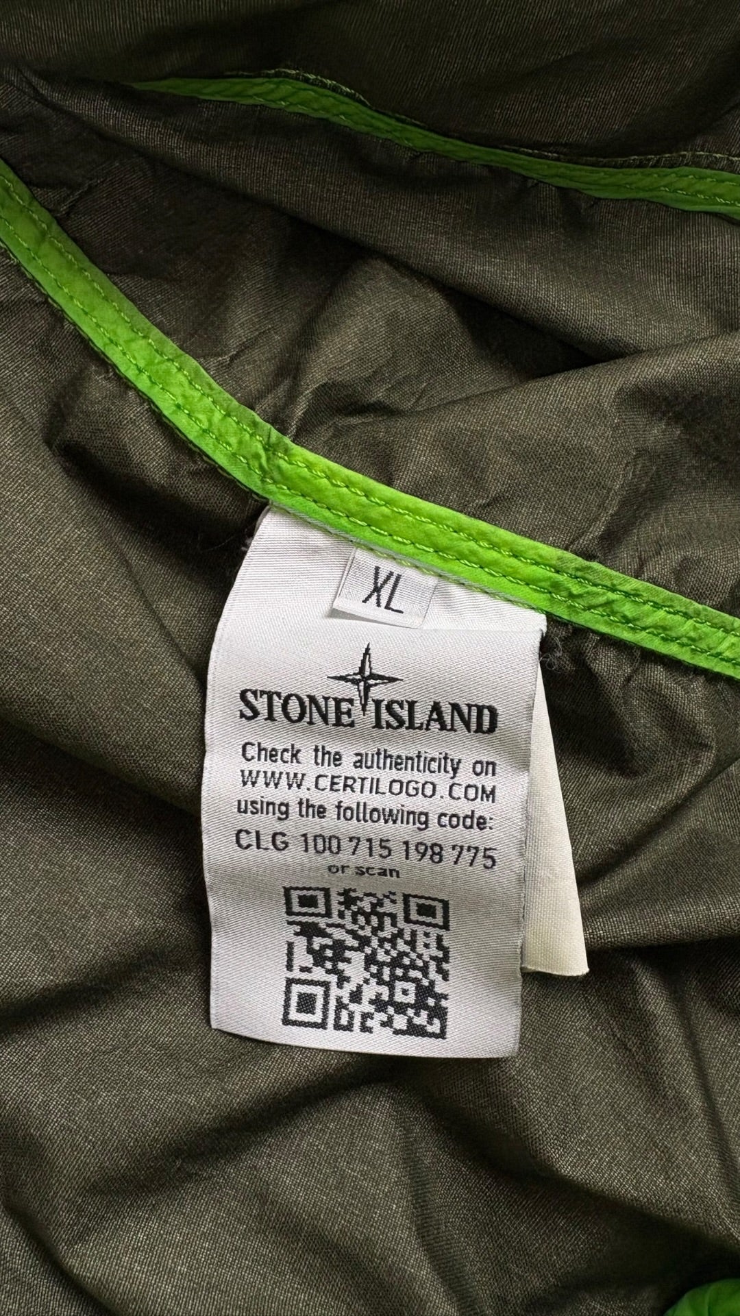 Veste Stone Island Membrana 3L TC vert taille XL reconditionnée - logo | Authentique NB08